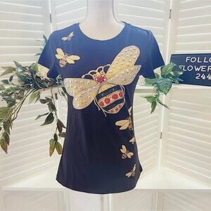 VINIZBENA GEMSTONE BEE SHIRT BLACK RED YELLOW SIZE SMALL